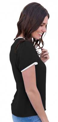 Fancy Designer Black Top With Off Solder Sleeves. top