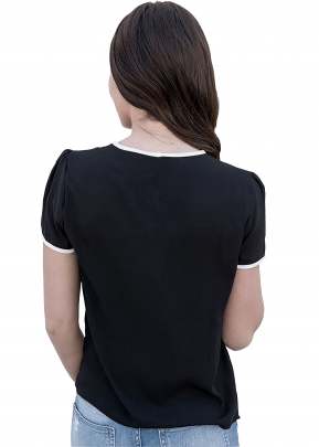 Fancy Designer Black Top With Off Solder Sleeves. top