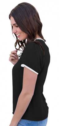 Fancy Designer Black Top With Off Solder Sleeves. top