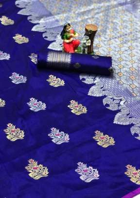 Fancy Designer Lichi Silk Saree In Royal Blue designer sarees