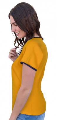 Fancy Designer Navy Yellow Top With Off Solder Sleeves. top