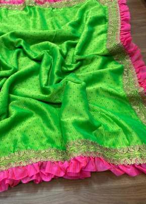 Fancy Designer Pure Moss Thousand Butti Silk Saree In Light Green