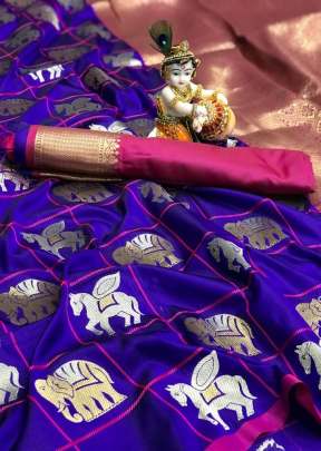 Fancy Designer Soft Silk Saree With Gold And Silver Zari Waving In Purple