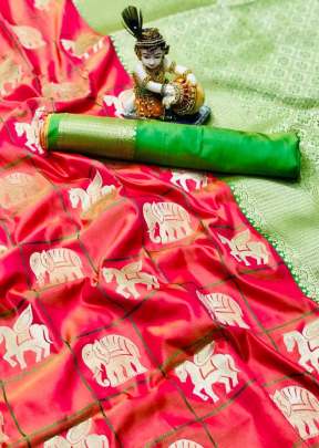 Fancy Designer Soft Silk Saree With Gold And Silver Zari Waving In Peach