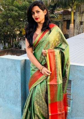 Fancy Kanchipuram Silk Saree In Light Green