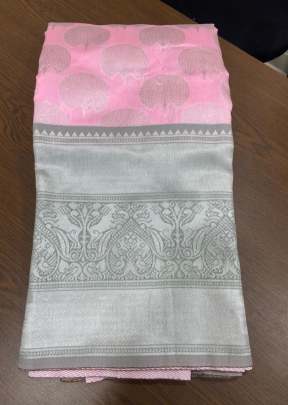 Fancy Kanchipuram Silk Waving Saree In Pink Kanchipuram Silk Saree