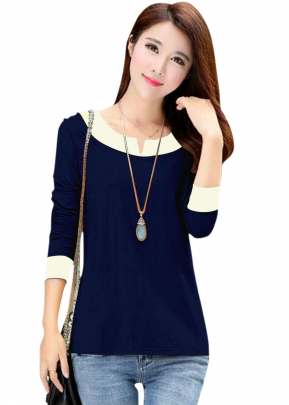 Fancy Look Navy Blue Top With Full Sleeves top