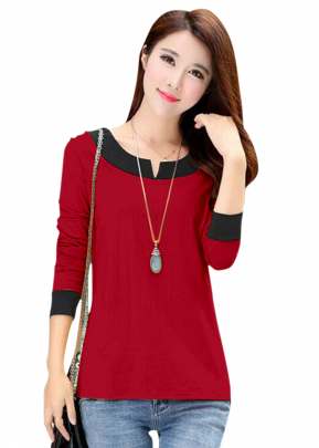 Fancy Look Red Top With Full Sleeves top