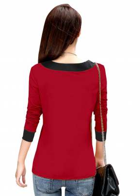 Fancy Look Red Top With Full Sleeves top