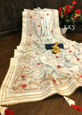 Fancy Part wear Dolla Silk Saree In Sky Blue designer sarees