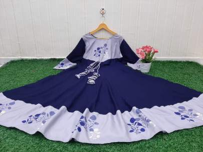 Fancy Super Man And Printed Gown With Beautiful Design In Dark Blue Gown