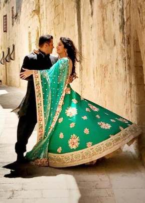 Green Ketrina Kaif Lehnga For Wedding designer lehenga