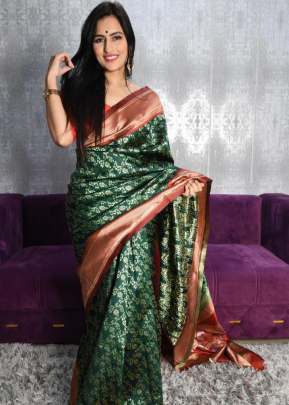 Green Saree With Red Border Evana Vol 1 SILK SAREE