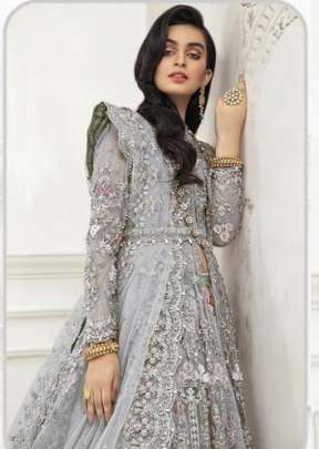 Grey Color Sequence Embroidery Work Pakistani Suit  designer suits