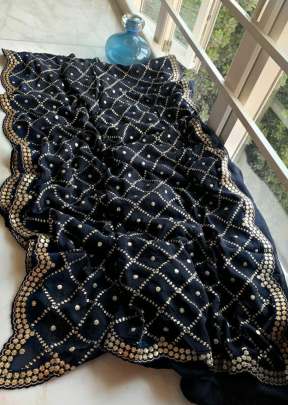 Havy Moss Georgette Saree With Original Sequence Work In Black designer sarees