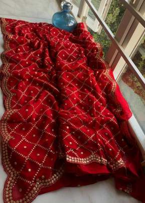 Havy Moss Georgette Saree With Original Sequence Work In Red designer sarees