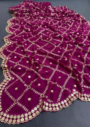 Havy Moss Georgette Saree With Original Sequence Work In Purple designer sarees