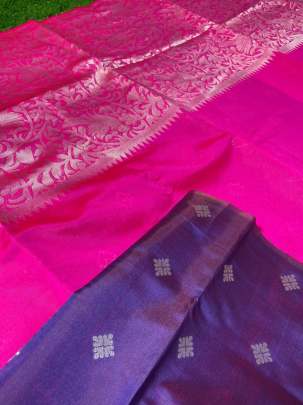 Heavy Silver Weaving Border  Soft lichi silk Organic Banarasi SILK SAREE