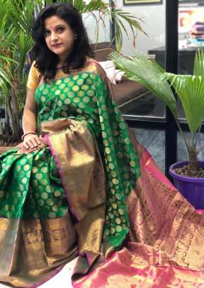 KANCHIPURAM SILK SAREE GREEN COLOR 