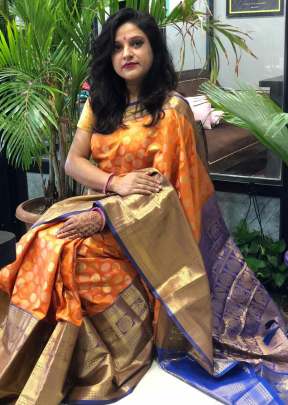 KANCHIPURAM SILK SAREE ORANGE COLOR 