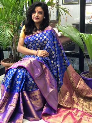 KANCHIPURAM SILK SAREE ROYAL BLUE COLOR 