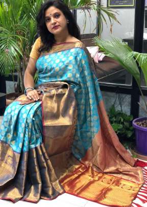 KANCHIPURAM SILK SAREE TORQUOISE COLOR 