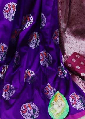 Lichi Silk Waving Jacquard Saree With Reach Pallu In Purple SILK SAREE