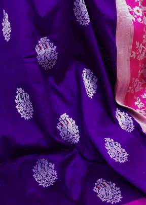  Lichi Silk Weaving Jacquard  Saree With Rich Pallu In  Purple