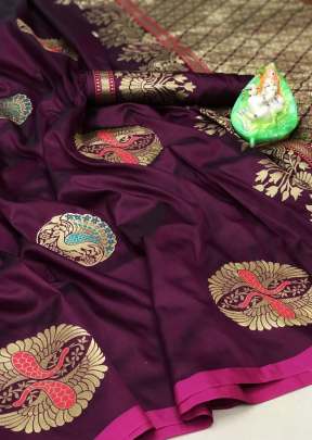 Lichi Silk With Gold Zari Weaving Work With Stylish Look In Wine SILK SAREE