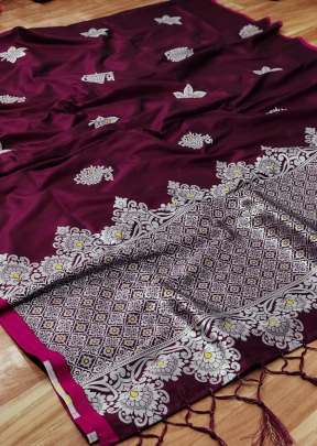 Lichi Silk With Gold  Zari Weaving Work With Stylish Look Saree In Wine