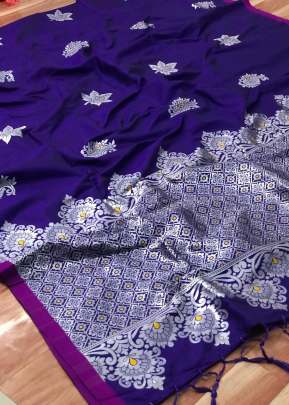 Lichi Silk With Gold  Zari Weaving Work With Stylish Look Saree In Purple