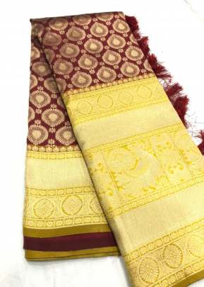 Maroon Saree With Lemon Green Patta TaanishQa Vol 7