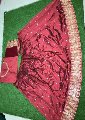 New Classic Tapeta Silk Lehnga With Embroidery Work In Maroon lehenga choli