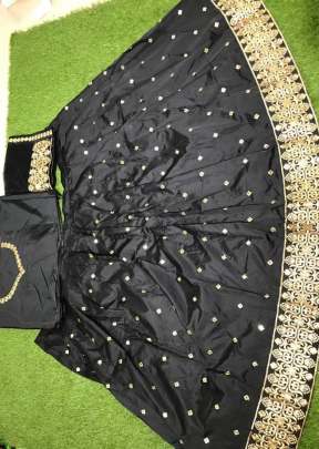 New Classic Tapeta Silk Lehnga With Embroidery Work In Black lehenga choli