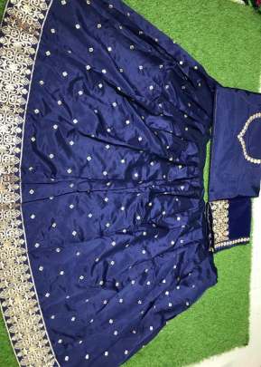 New Classic Tapeta Silk Lehnga With Embroidery Work In Navy Blue lehenga choli