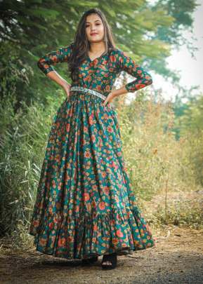 New Fancy Georgette With Digital  Printed Beautiful Gown in Rama