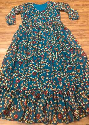 New Fancy Georgette With Digital  Printed Beautiful Gown in Rama Gown