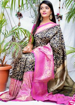 New Trendy Kanchipuram Silk Saree In Black Kanchipuram Silk Saree