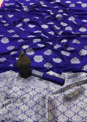 New Trendy Lichi Silk Saree In Royal Blue designer sarees