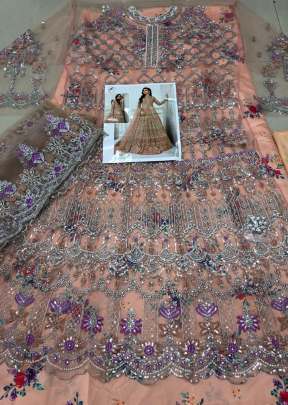 Peach Color Sequence Embroidery Work Pakistani Suit  designer suits