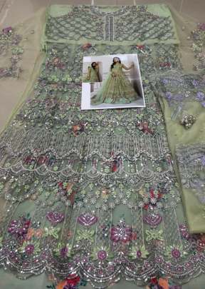 Pista Color Sequence Embroidery Work Pakistani Suit  designer suits