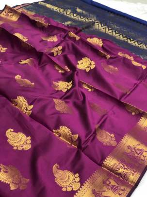 Purlple Shades With Pink Royal Silk Saree In Kanchipuram Kanchipuram Silk Saree