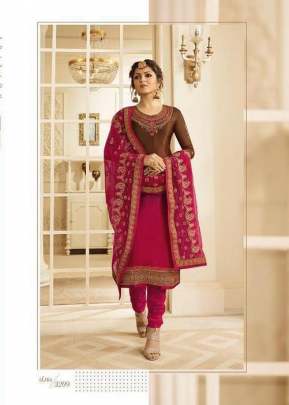 Red And Brown Shade Satin Georgette With Embroidery work Designer Suit designer suits