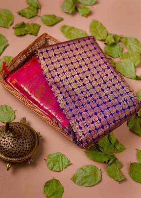 Royal Blue Saree With Lovely Pink Roohi Vol 1 Kanchipuram Silk Saree