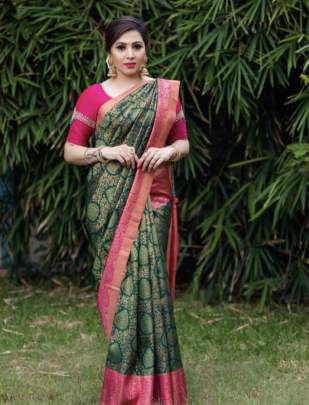 Royal Kanchipuram Bottle Green Saree Rehaan Vol 1 