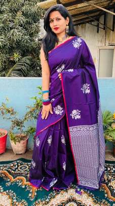 Stylish Purple Color With golden and silver weaving work MAAHI-3 SILK SAREE