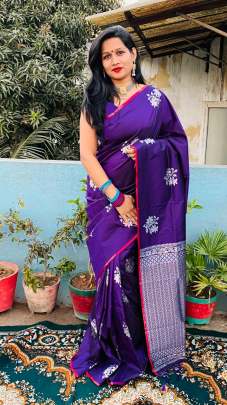 Stylish Purple Color With golden and silver weaving work MAAHI-3 SILK SAREE