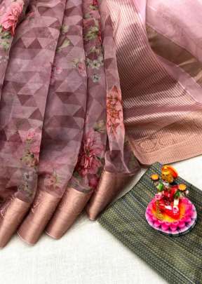 Summer Special Banarasi Organza In Wine partywear sarees