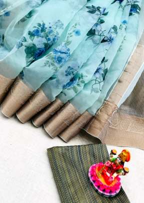 Summer Special Banarasi Organza In Light Blue