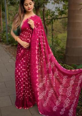 Summer Special Hand Made Bandhani Saree In Pink BANDHANI SAREE
